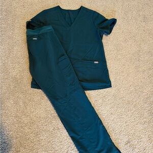 Figs Deep Teal Scrub Top